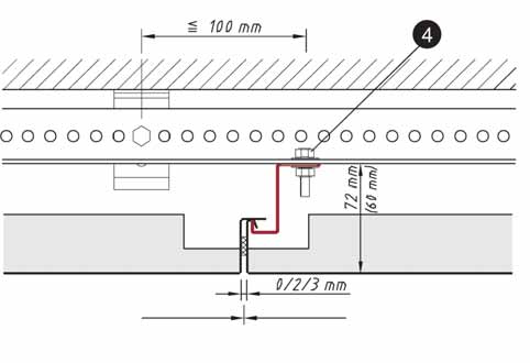 KQH 2.1.1.3 Quadratkassetten Einhängesystem Standardkonstruktion mit Kurzhänger L: (Modul) L: (Modul) Alle Höhenangaben beziehen sich auf Z-Einhängeprofil, Höhe 50 mm.