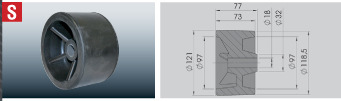 Bootstrailer Zubehör Top-Qualität 360710 Kielrolle 198 mm lang d= 16,0 mm Material : Kautschuk 360711 Kielrolle 126 mm lang d = 16,0 mm Material : Kautschuk 360712 Kielrolle 126 mm lang d = 21,5 mm