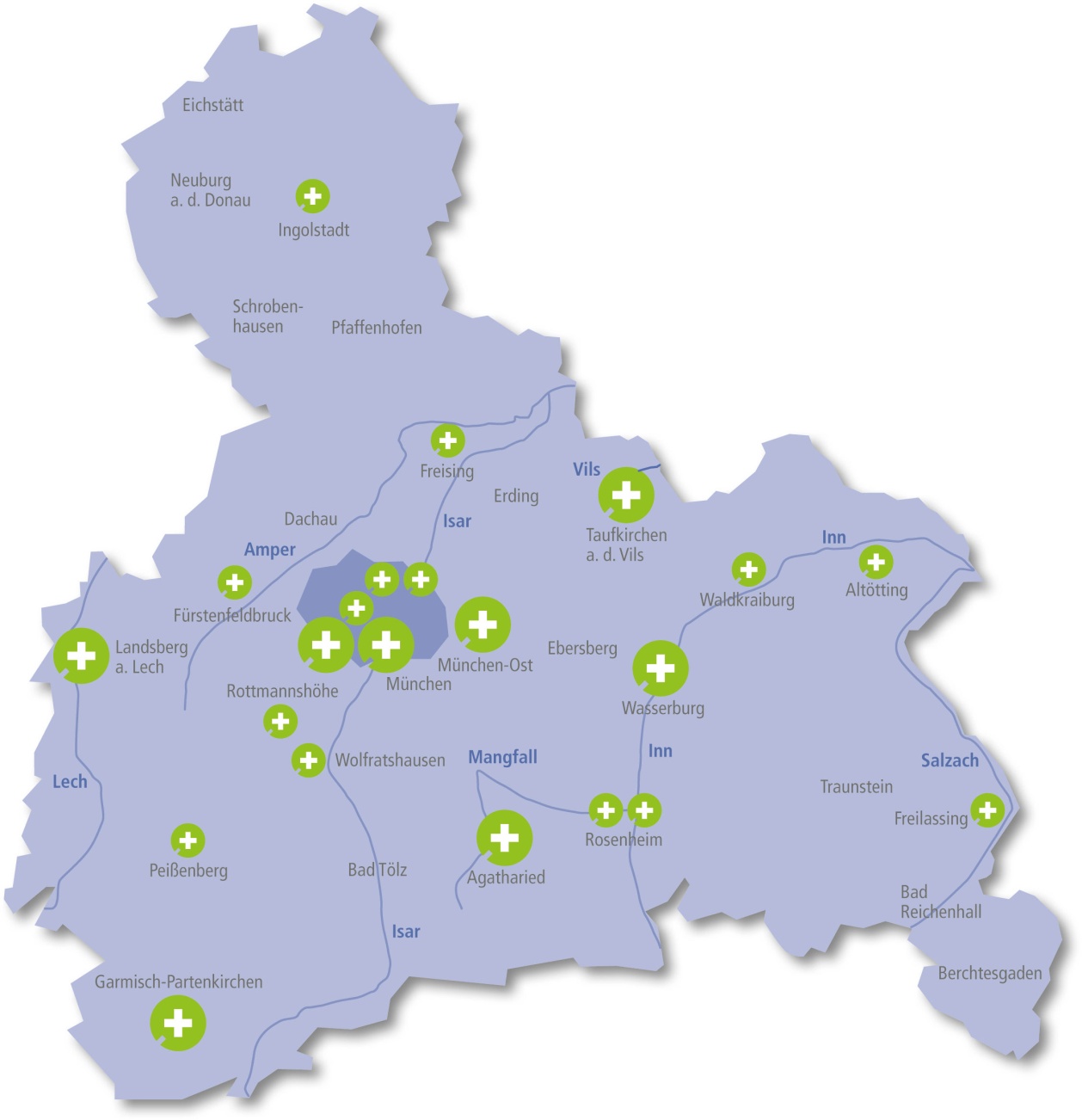 Kliniken des Bezirks Oberbayern Medizinisches Leistungsspektrum ambulant teilstationär vollstationär Psychiatrie Psychotherapie Psychosomatische Medizin Kinder- und Jugendpsychiatrie Neurologie