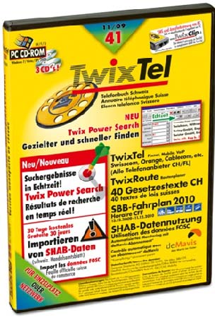 TwixTel 41 (11/09) Das neue TwixTel 41 mit den aktualisierten Telefonbuchdaten (Stand 26.10.2009) ist ab Mitte November erhältlich.