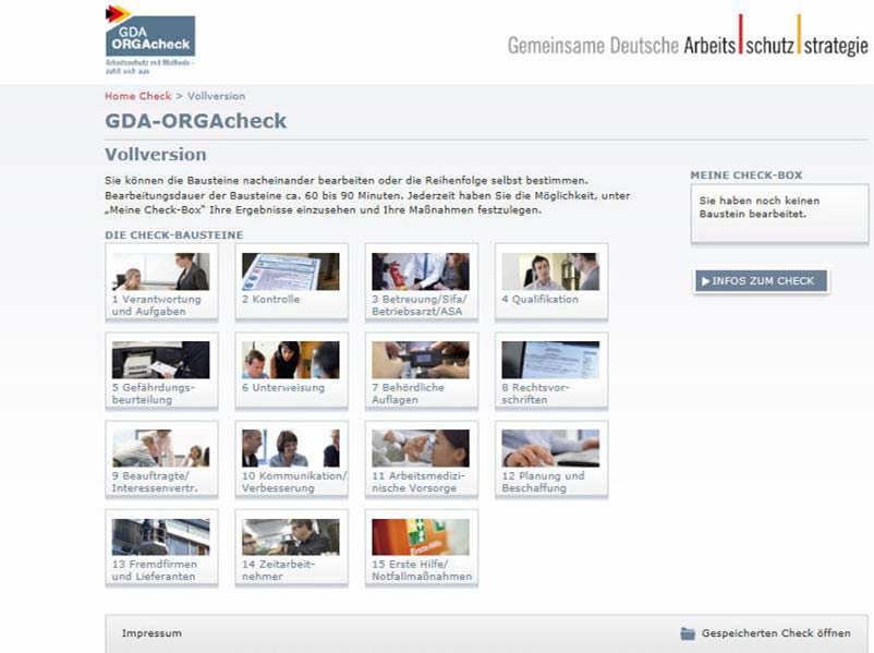 Der GDA-ORGAcheck Online-Tool OnlineTool und App Noch