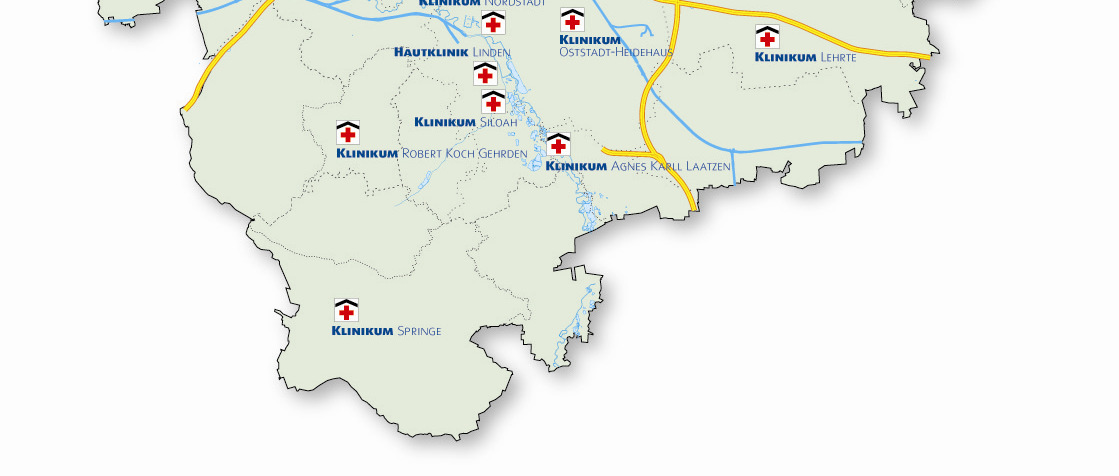 Logistik zwischen 12 Standorten Die Krankenhäuser liegen in