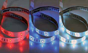 LED RGB Line Selbstklebende, flexible LED RGB-Streifen Anwendung: Anschluss: Besonderheiten: Farbwechselsystem für Laden- und Messebau, Theken und Raumobjekte.