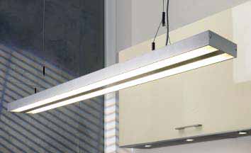 AirLight Langfeldleuchten Einleitung Leuchtstoff- Pendelleuchte Anwendung: dekorative Pendelleuchte für die Küche oder den Ladenbau über Theken und Tischen Anschluss: 220 240V / 50 60Hz Leuchtmittel: