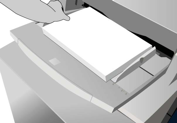 Xerox ColorQube 90/ 90/ 90 Einlegen von Druckmaterial Geräteübersicht Behälter, und. Behälter öffnen.. Druckmaterial mit der zu bedruckenden Seite nach oben einlegen.