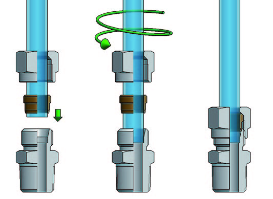 Profondità di inserimento del tubo Tubin insertion depth Profondeur d insertion du tube Schlaucheinstecktiefe L Øe Tubo L 4 4 5 5,5 6 5,5 8 5,5 10 7 12 7 15 7 ISTRUZIONI DI MONTAGGIO ASSEMBLY