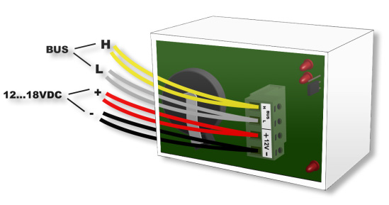 ANSCHLUSS Um die Velbus-Module miteinander zu verbinden, verwenden Sie am besten ein verdrilltes Kabel (EIB 2x2x0.8mm2, UTP 8x0.51mm - CAT5 oder gleichwertig).