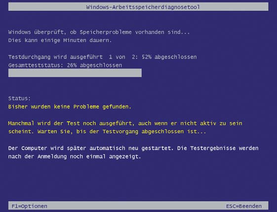 COMPUTER Diagnose-Tool für den Arbeitsspeicher: Dieses Tool gehört zum Lieferumfang von Windows 7 (Bild H) Manchmal kommt es vor, dass Systemdateien von Windows beschädigt, ersetzt oder gelöscht