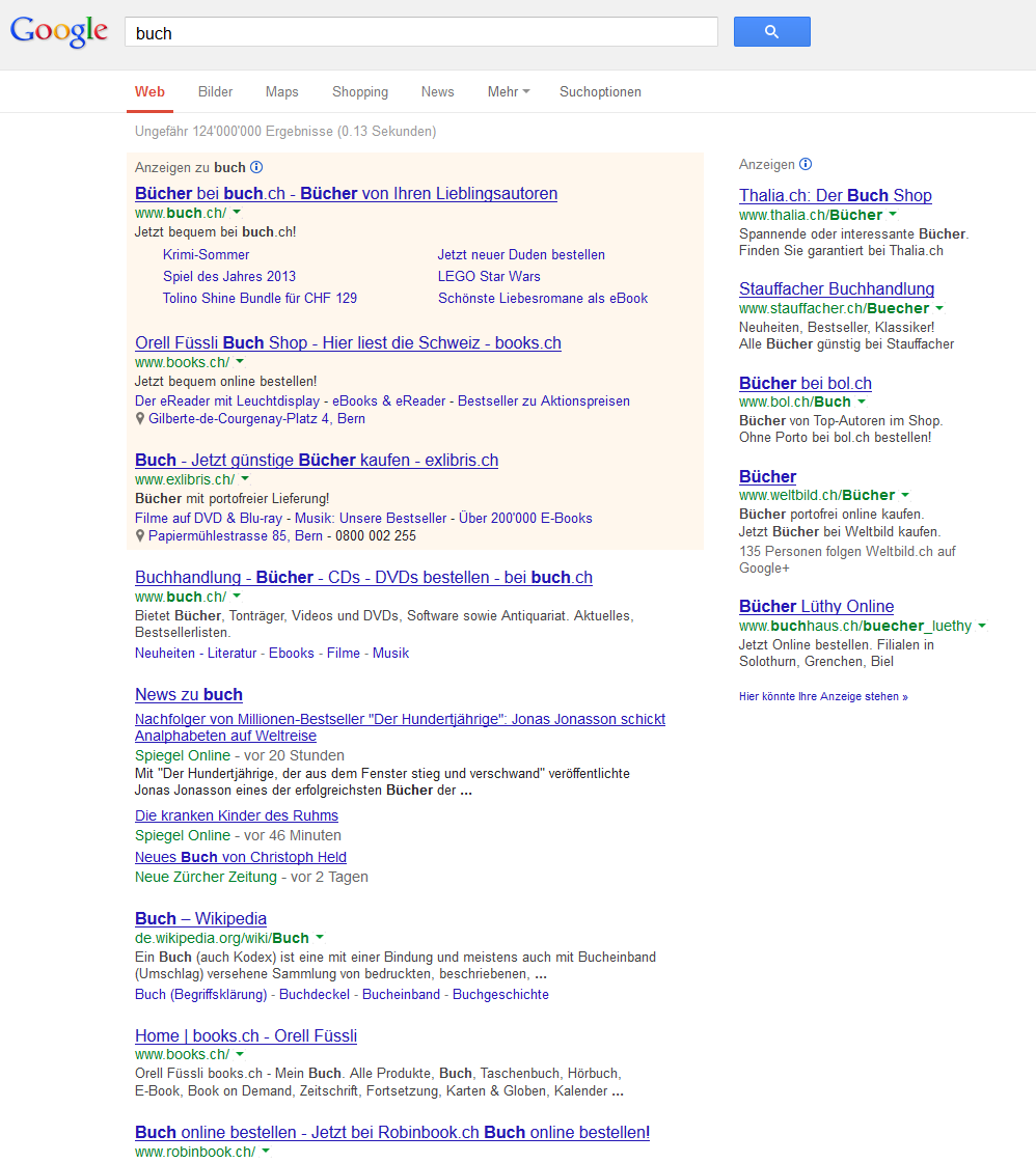 bei Google über Google Adwords Suchmaschinenoptimierung (SEO)