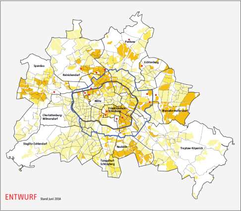 Umweltgerechtigkeit im Land Berlin Ergebnisse Juni 2014 Ergänzungsindikator 1: Wohnlagenkarte Berliner Mietspiegel 2013 Einfache Wohnlage einschl.