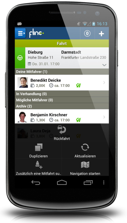 HF 2 : Leben und Arbeiten Rund um den Limes 1. Flinc- dynamisches Mitfahrsystem 15 LEADER-Gemeinden Fahrgemeinschaften per Smartphone www.flinc.