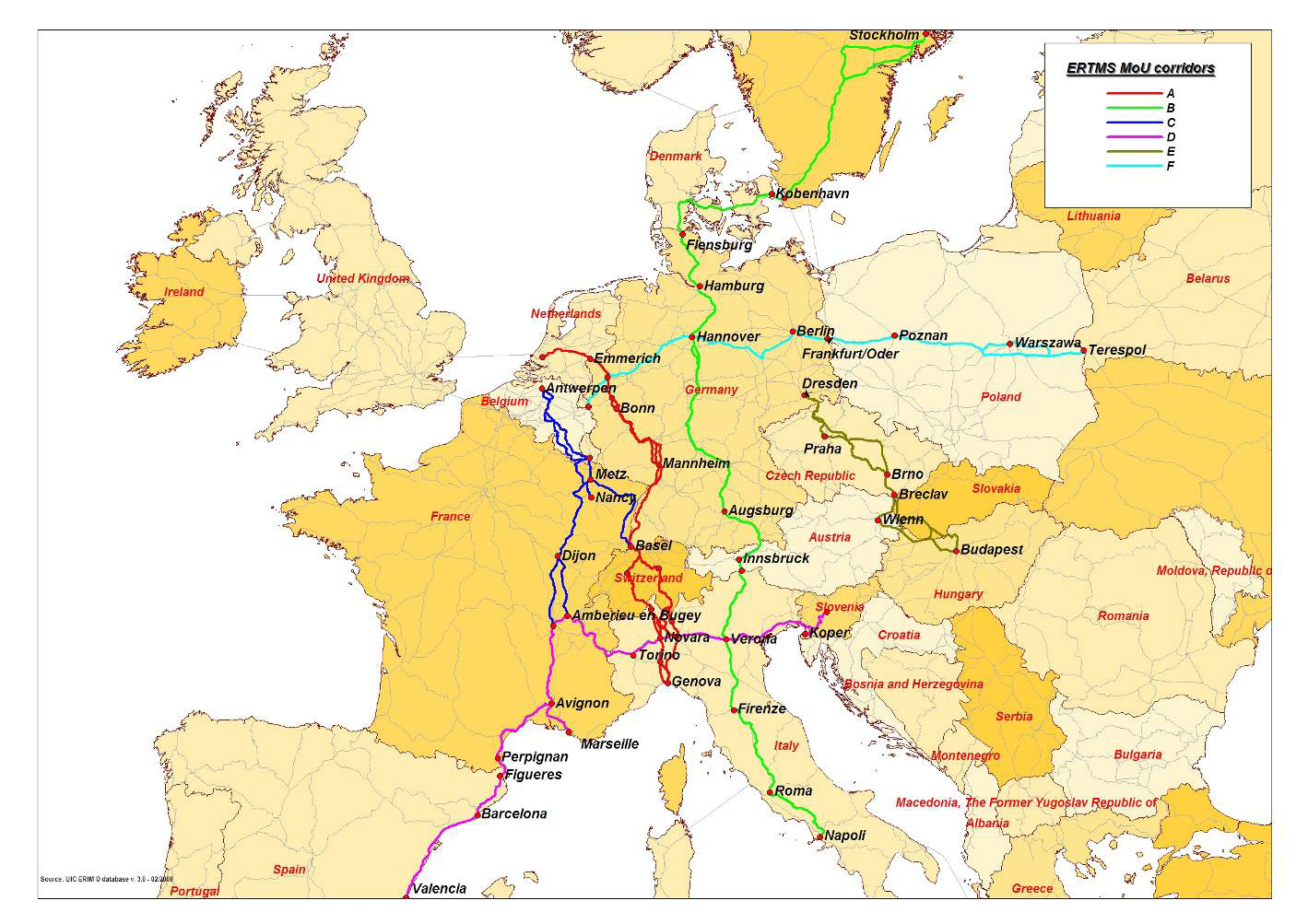 8. Möglichkeiten für Kapazitätserweiterungen im Schienengüterverkehr (4) Geplante ERTMS-Schienenkorridore in