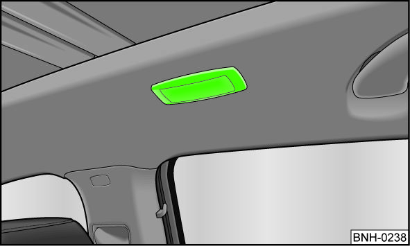 Für die Innenleuchte - Variante 2 gelten die gleichen Grundsätze wie für» Seite 46, Innenleuchte vorn - Variante 1. Innenleuchte hinten Gilt für Fahrzeuge ohne das Panoramadach.