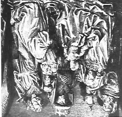 Abb. 220 Anbetung der Heiligen Drei Könige, Riedener Retabel, Schrein, Mittelszene, Löwen oder Brüssel um 1441, Stuttgart, Württembergisches Landesmuseum, Foto aus: Vandevivere 1972, Fig. 4 Abb.