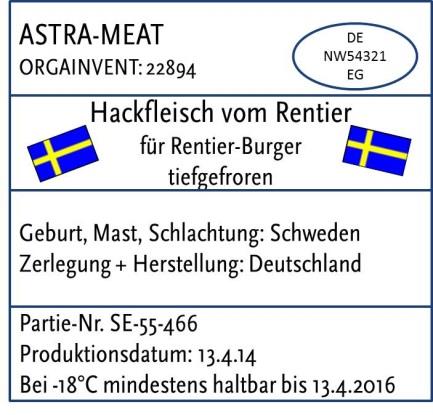 Zerlegeetikett weitere Fleischarten Bei der freiwilligen Herkunftskennzeichnung von zerlegter Ware weiterer Fleischarten sind alle verpackten Fleischstücke mit einem Etikett zu versehen.