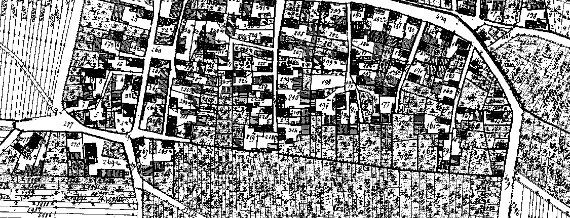 4 Siedlungsformen (Orts- und Flurformen) Abb. 2: Das Haufendorf Aubstadt. Extraditionsplan ca. 1850.