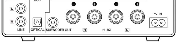Bluetooth Analoger Eingang LINE Analogausgänge Subwoofer-Vorverstärker Kopfhörer 1x 1 Paar Cinch-Buchsen 1 Satz Schraubanschlüsse Cinch-Buchse 1/8-Zoll- bzw.