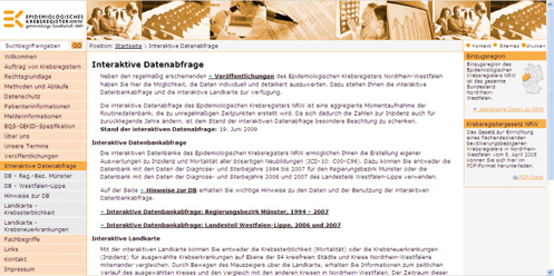 2 Epidemiologisches Krebsregister Nordrhein-Westfalen Anleitung zur Interaktiven Datenabfrage Interaktive Datenbankabfrage Die interaktive Datenbankabfrage ist eine Softwareentwicklung der Firma