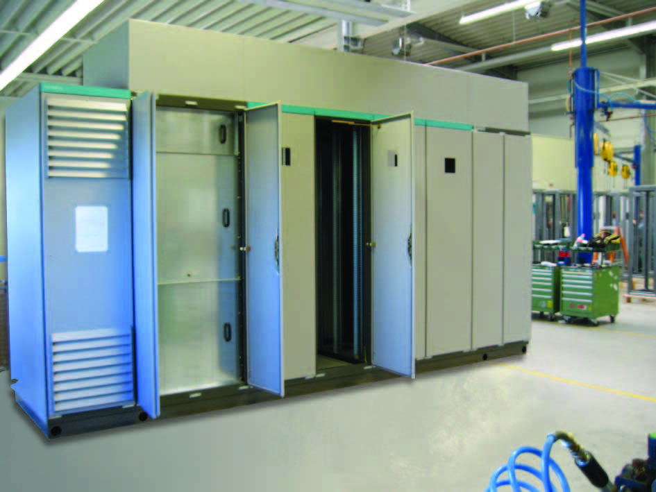 Schranklösungen im Einsatz Übersicht Systemschrank-Anlage mit Kühlaggregaten auch in redundanter Ausführung In 8MF6-Schaltschränken werden kompakte, leistungsstarke Wärmetauscherkomponenten als