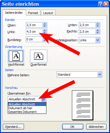 9. Auf der dritten Seite als Platzhalter den Text Textteil Ü eingeben.