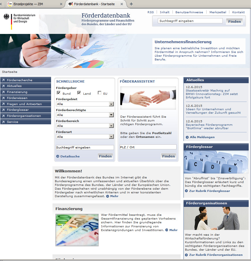 III. Finanzierung von Innovationen Förderdatenbank Textfeld http://foerderdatenbank.