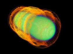 Verschmelzende Neutronensterne Doppel Neutronenstern System Annäherung wegen Drehimpuls/Energieverlust durch Gravitationswellen (Taylors Binärpulsar!