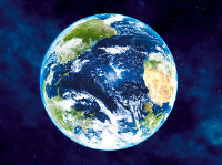 Bildnummer: ds001-71 Asteroideneinschlag, Meteoriteneinschlag auf der Erde Bildnummer: er001-01 Blauer Planet Erde, mit Afrika im Vordergrund (APOLLO 17, 1972) Bildnummer: er001-27 Erde, wolkenfreies