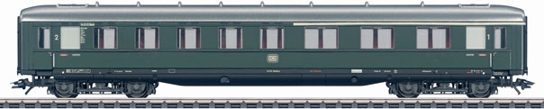 Schnellzugwagen. xju3 43232 Schnellzugwagen. Vorbild: Schürzenwagen. Abteilwagen AB4üwe-39/51 der Deutschen Bundesbahn (DB). 8 Abteile 1. und 2. Klasse. Stirnseiten in Umbauausführung.
