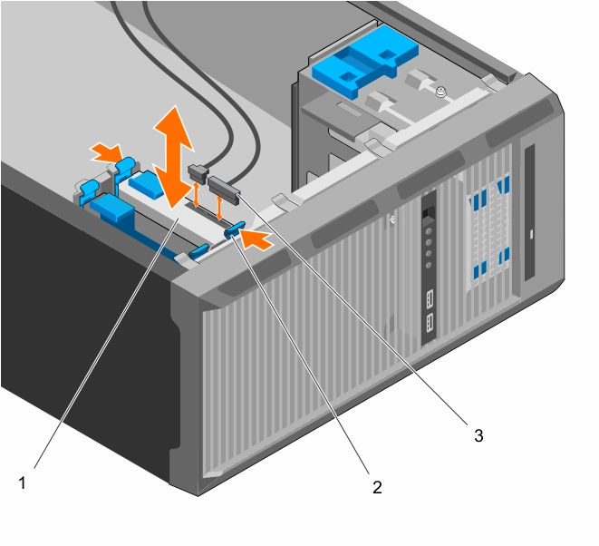 3. Trennen Sie gegebenenfalls Strom- und Datenkabel von der/den Festplatte(n) im Laufwerksschacht.