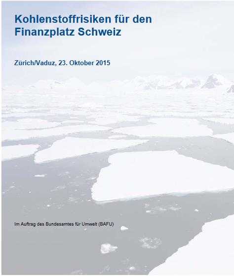 Die Kohlenstoffblase bedroht auch Schweizer Pensionskassen Das Bundesamt für Umwelt BAFU hat mit der Studie Kohlenstoffrisiken für den Finanzplatz Schweiz erstmals die Risiken der Kohlenstoffblase