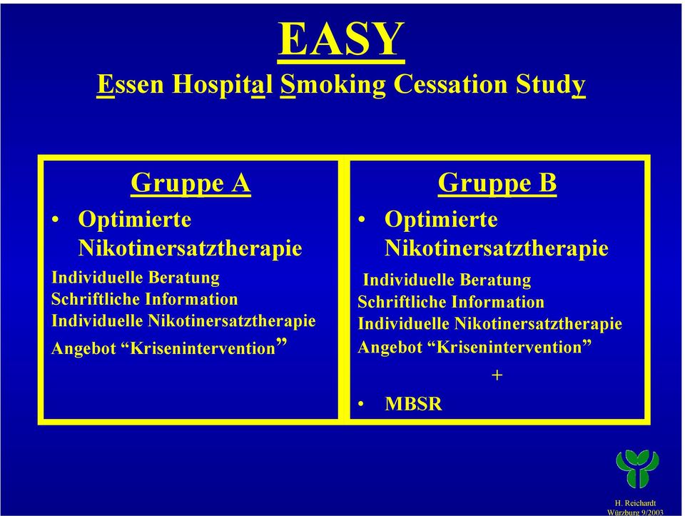 Angebot Krisenintervention Gruppe B Optimierte Nikotinersatztherapie  Angebot