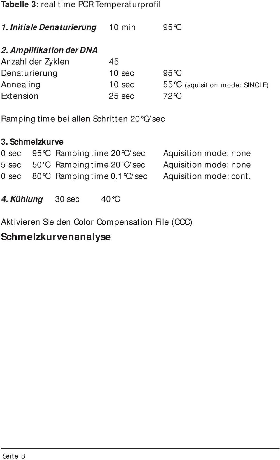 C Ramping time bei allen Schritten 20 C/sec 3.