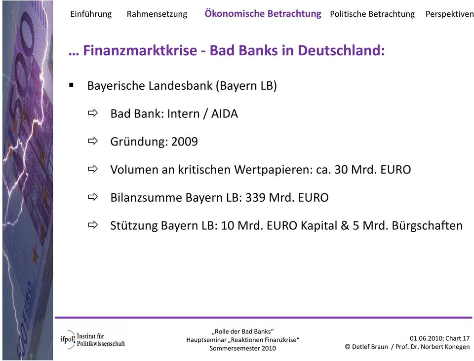 Wertpapieren: ca. 30 Mrd. EURO Bilanzsumme Bayern LB: 339 Mrd.