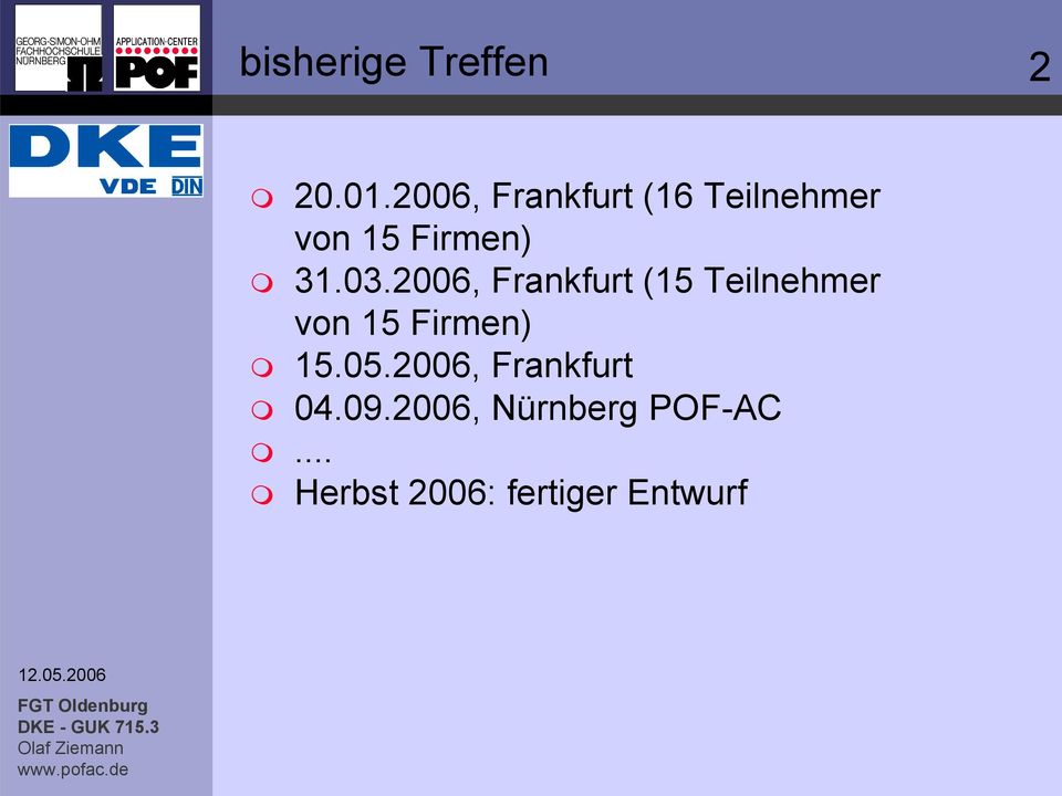 2006, Frankfurt (15 Teilnehmer von 15 Firmen) 15.05.