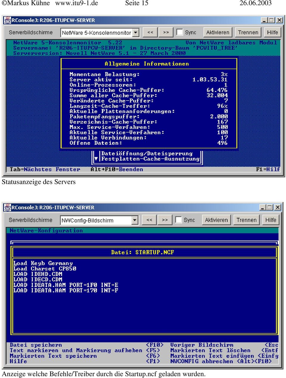 2003 Statusanzeige des Servers