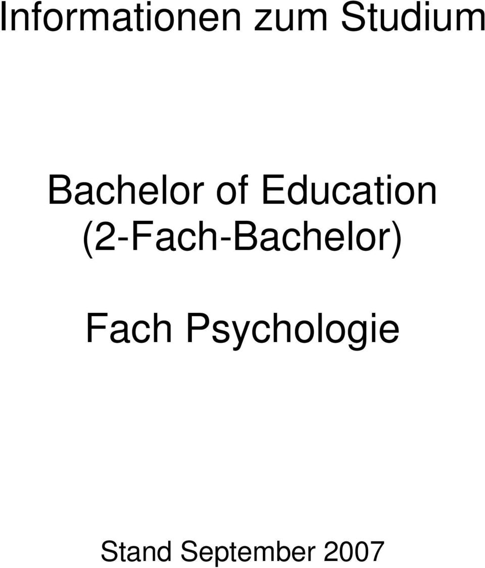 (2-Fach-Bachelor) Fach