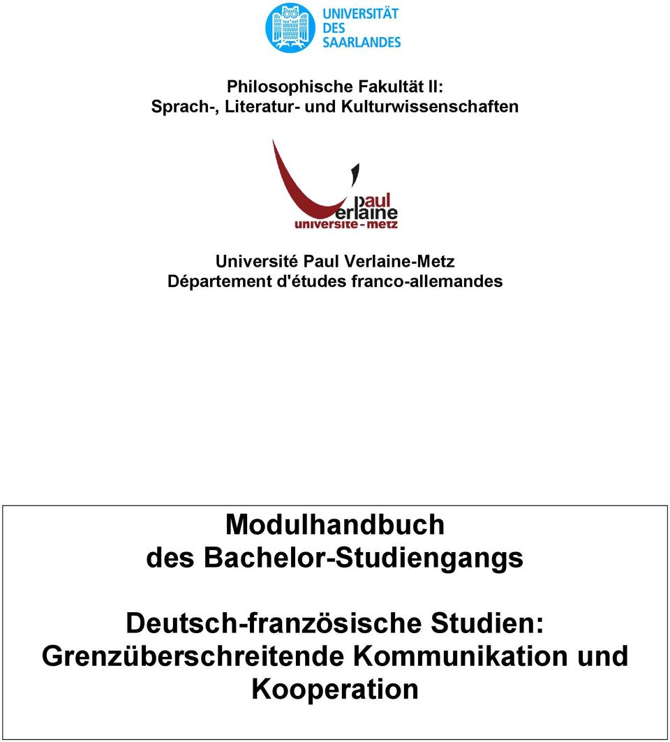 d'études franco-allemandes handbuch des Bachelor-Studiengangs