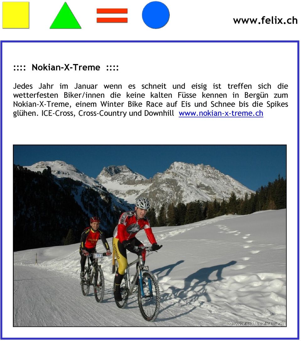 Bergün zum Nokian-X-Treme, einem Winter Bike Race auf Eis und Schnee bis