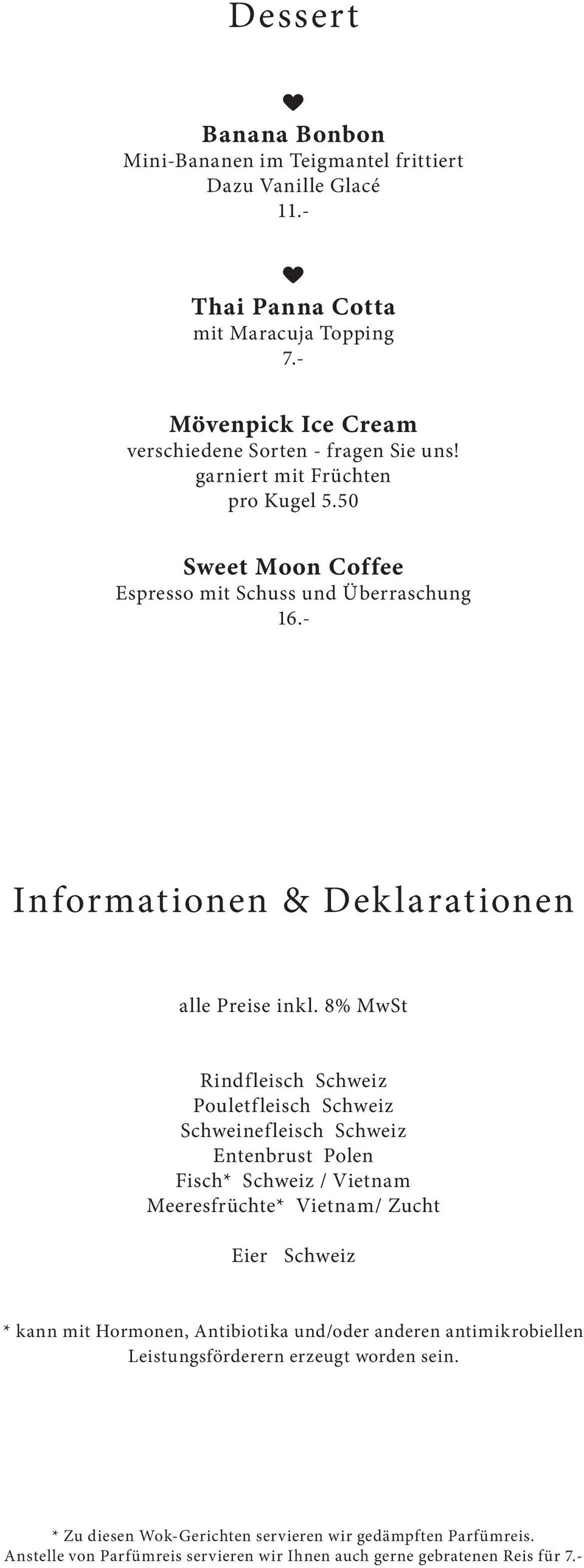 50 Sweet Moon Coffee Espresso mit Schuss und Überraschung 16.- Informationen & Deklarationen alle Preise inkl.