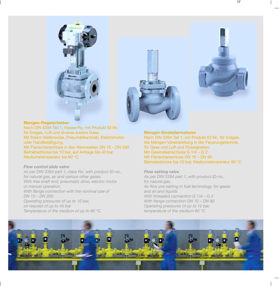 product ID-no., for natural gas, air and various other gases. With free shaft end, pneumatic drive, electric motor or manual operation.