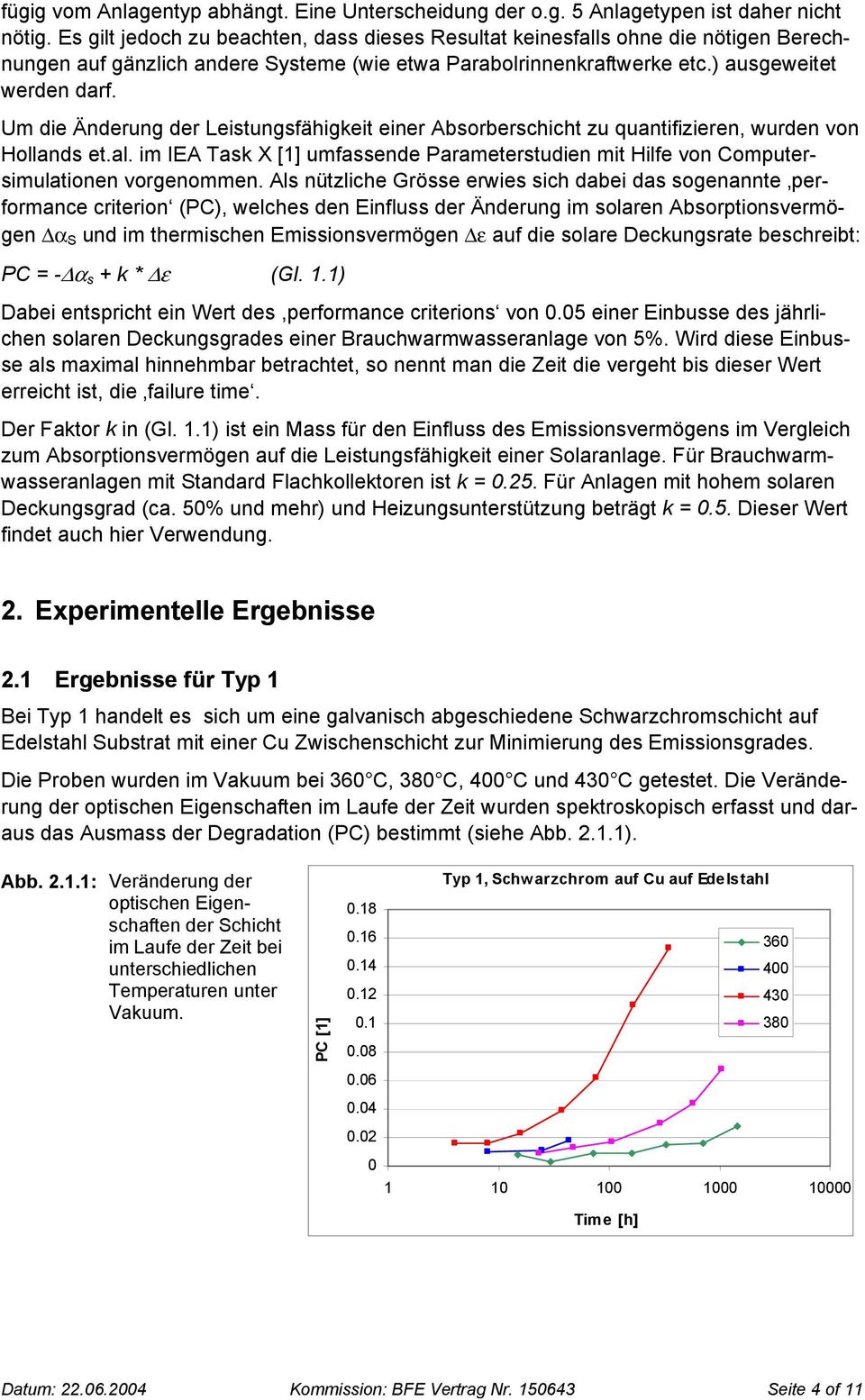 Um die Änderung der Leistungsfähigkeit einer Absorberschicht zu quantifizieren, wurden von Hollands et.al. im IEA Task X [1] umfassende Parameterstudien mit Hilfe von Computersimulationen vorgenommen.