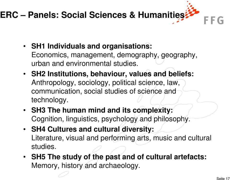SH2 Institutions, behaviour, values and beliefs: Anthropology, sociology, political science, law, communication, social studies of science and