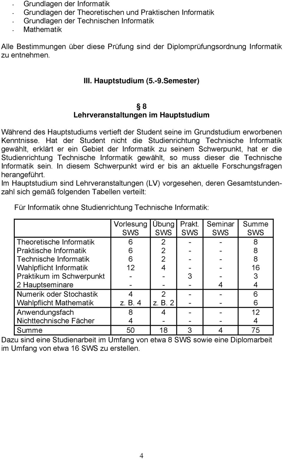 Semester) 8 Lehrveranstaltungen im Hauptstudium Während des Hauptstudiums vertieft der Student seine im Grundstudium erworbenen Kenntnisse.