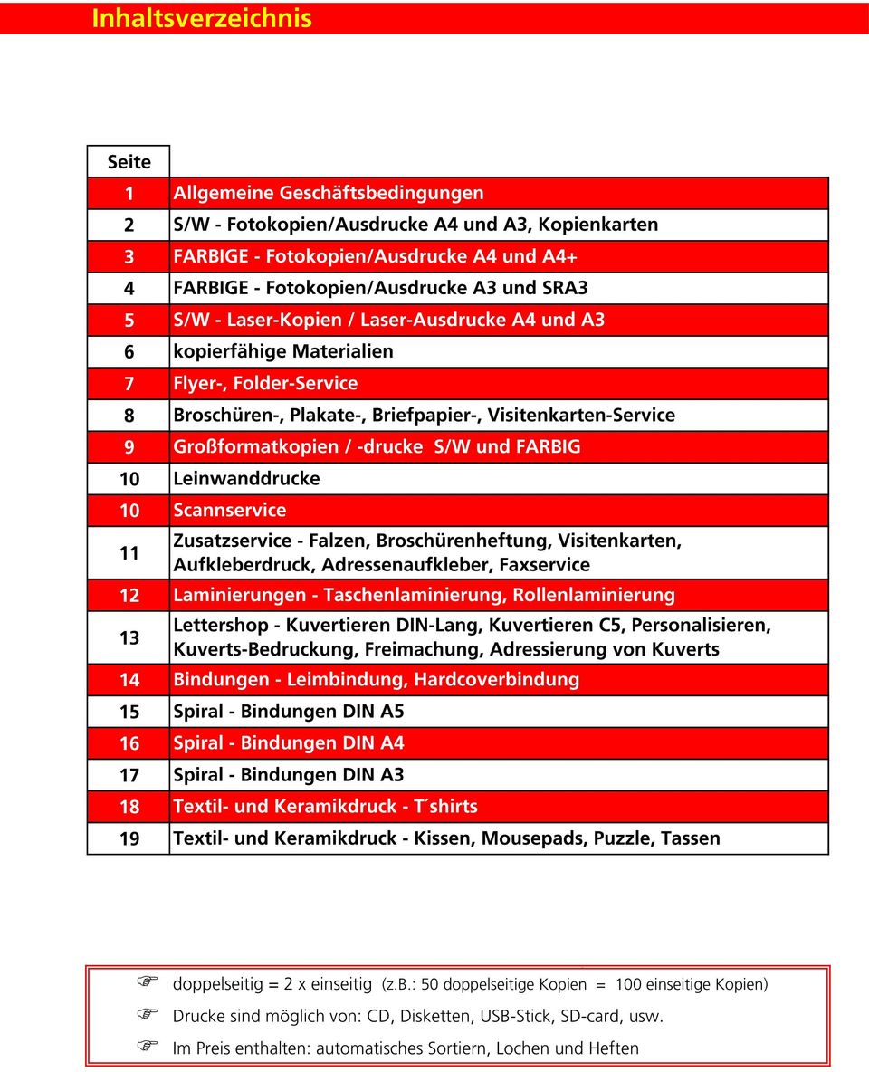 Visitenkarten-Service Großformatkopien / -drucke S/W und FARBIG Leinwanddrucke Scannservice Zusatzservice - Falzen, Broschürenheftung, Visitenkarten, Aufkleberdruck, Adressenaufkleber, Faxservice