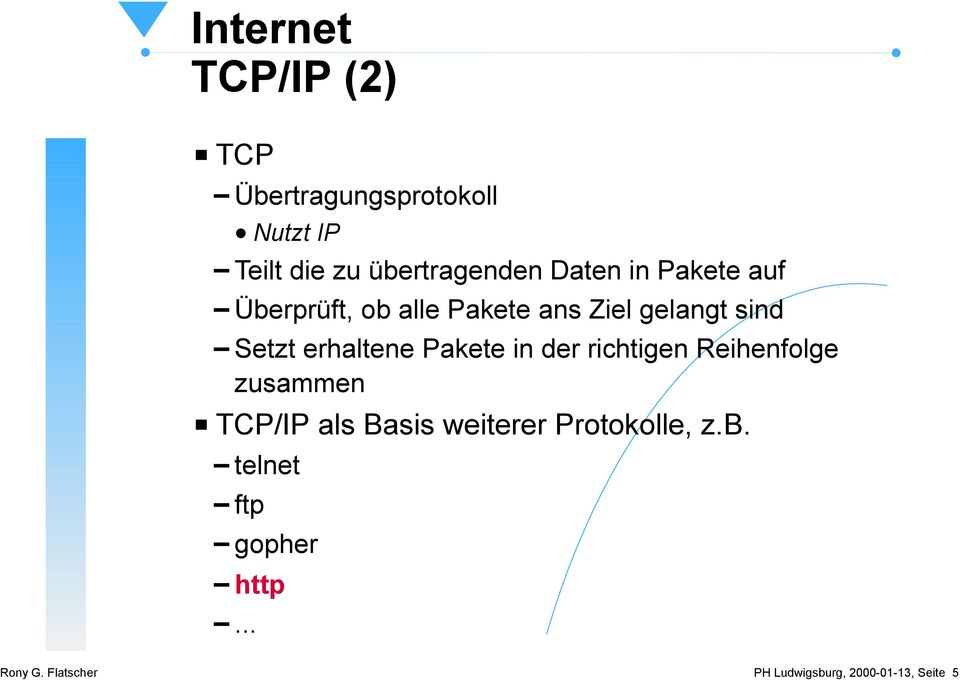 Pakete in der richtigen Reihenfolge zusammen TCP/IP als Basis weiterer Protokolle,
