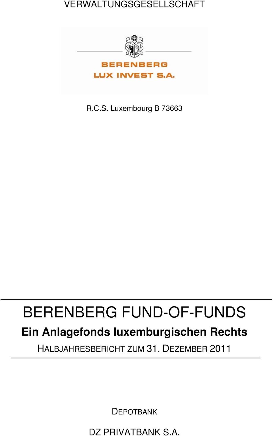BERENBERG FUND-OF-FUNDS Ein Anlagefonds