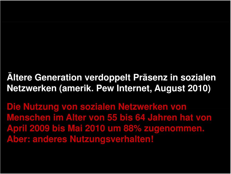 Pew Internet, August 2010) Die Nutzung von sozialen Netzwerken