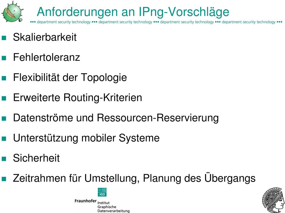 Routing-Kriterien Datenströme und Ressourcen-Reservierung