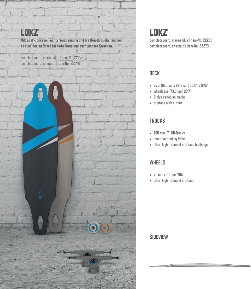 LOKZ completeboard, marina blue Item-No: 22278 completeboard, chestnut Item-No: 22279 completeboard,