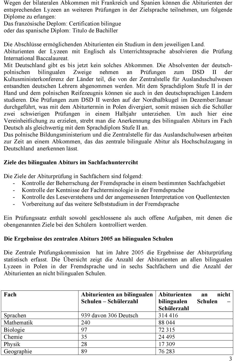 Abiturienten der Lyzeen mit Englisch als Unterrichtssprache absolvieren die Prüfung International Baccalaureat. Mit Deutschland gibt es bis jetzt kein solches Abkommen.